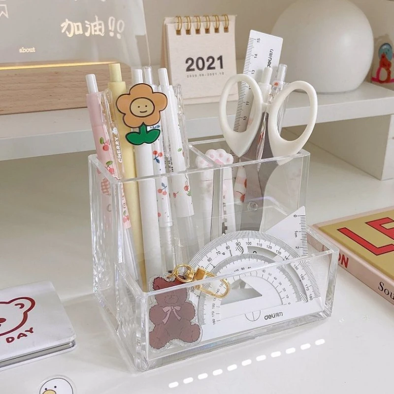 Home Office Tech Gadgets - Porte-stylo en acrylique transparent à trois