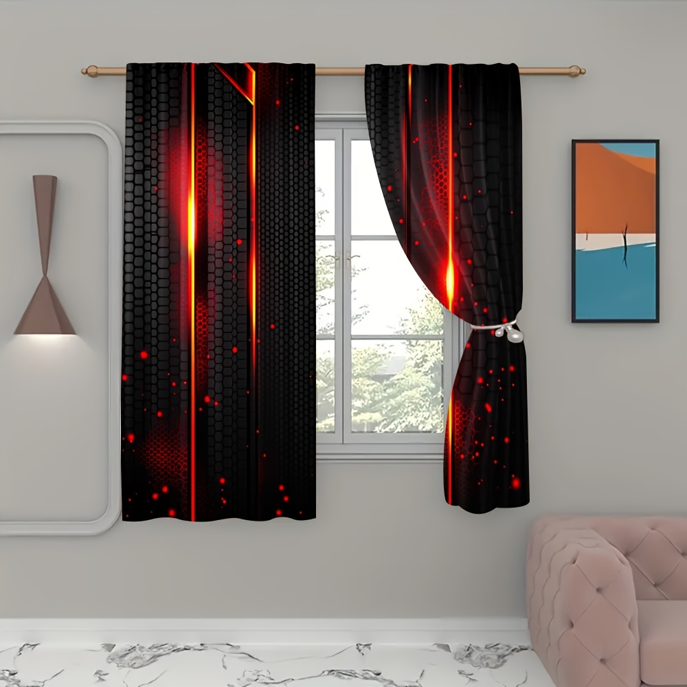 2 rideaux effet lave noir et r - Office Tech For Men avis et prix